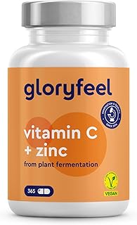 Vitamin C - 365 High Strength Vitamin C Capsules, 1000mg + 20mg Zinc - Plant-Fermented & Buffered (pH-Neutral, Acid-Free, Gentle on The Stomach) - Supplements Made in Germany