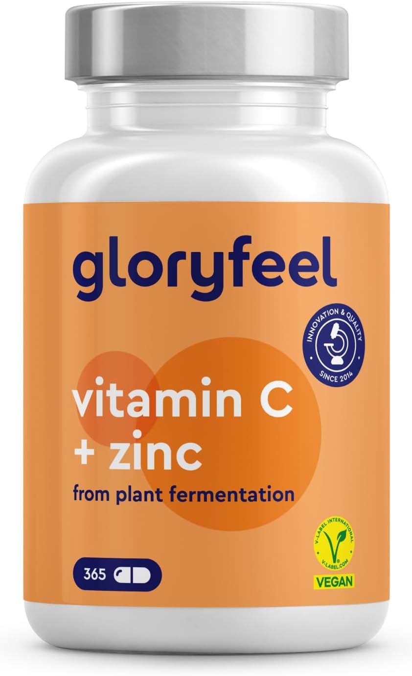 Vitamin C - 365 High Strength Vitamin C Capsules, 1000mg + 20mg Zinc - Plant-Fermented & Buffered (pH-Neutral, Acid-Free, Gentle on The Stomach) - Supplements Made in Germany-0