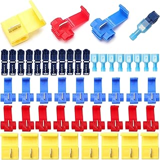 YIXISI 70 PCS Scotch Lock Quick Splice Electrical Wire Connectors, T-Tap Electrical Connectors, Branch Connectors, Insulated Self-Stripping Crimp Spade Connector Set (Red, Blue, Yellow, Dark Blue)