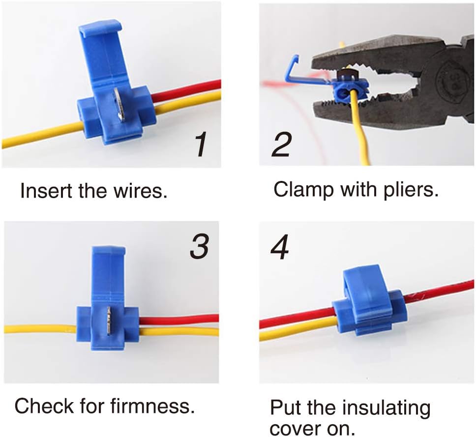 YIXISI 70 PCS Scotch Lock Quick Splice Electrical Wire Connectors, T-Tap Electrical Connectors, Branch Connectors, Insulated Self-Stripping Crimp Spade Connector Set (Red, Blue, Yellow, Dark Blue)-4