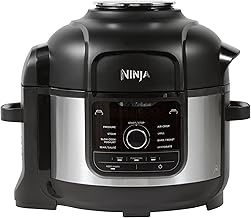 Ninja Foodi 9-in-1 Multi Cooker, 6L with 9 Cooking Functions, Pressure Cook, Air Fry, Slow Cook, Grill and more, Brushed Steel & Black, OP350UK