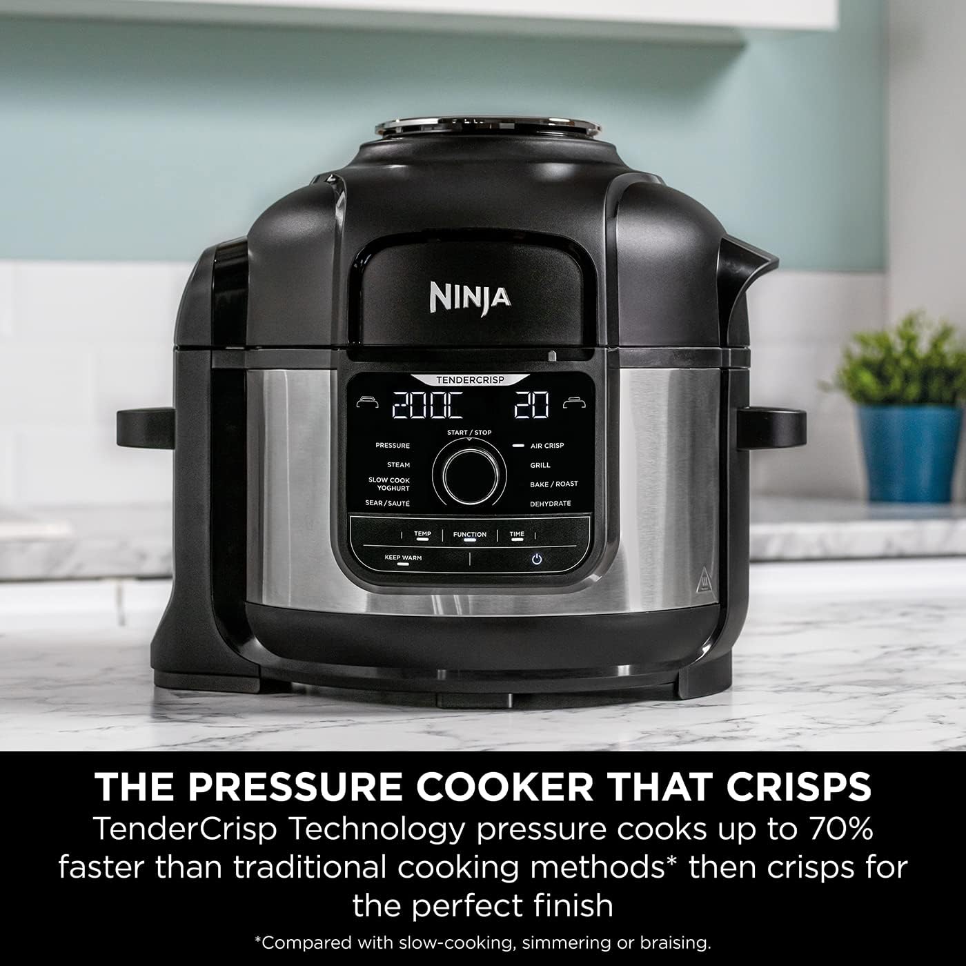 Ninja Foodi 9-in-1 Multi Cooker, 6L with 9 Cooking Functions, Pressure Cook, Air Fry, Slow Cook, Grill and more, Brushed Steel & Black, OP350UK-5