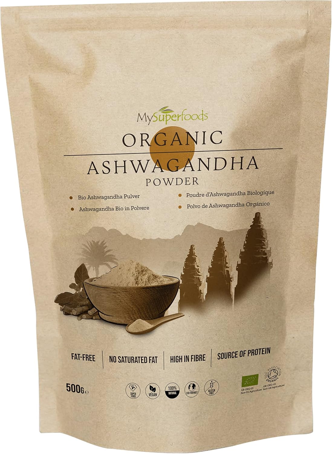 MySuperfoods Organic Ashwagandha Powder 500g, Rich Source of Vitamin B6 & B12-0