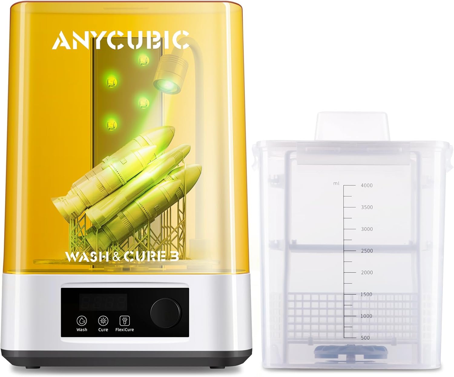 ANYCUBIC Wash and Cure 3 Station, 2 in 1 Wash & Cure Machine for ANYCUBIC Photon Mono Mars LCD/SLA/DLP Resin 3D Printing Models with Dual Cleaning Modes and Uniform Curing, Washing Size 165x100x180mm³-0