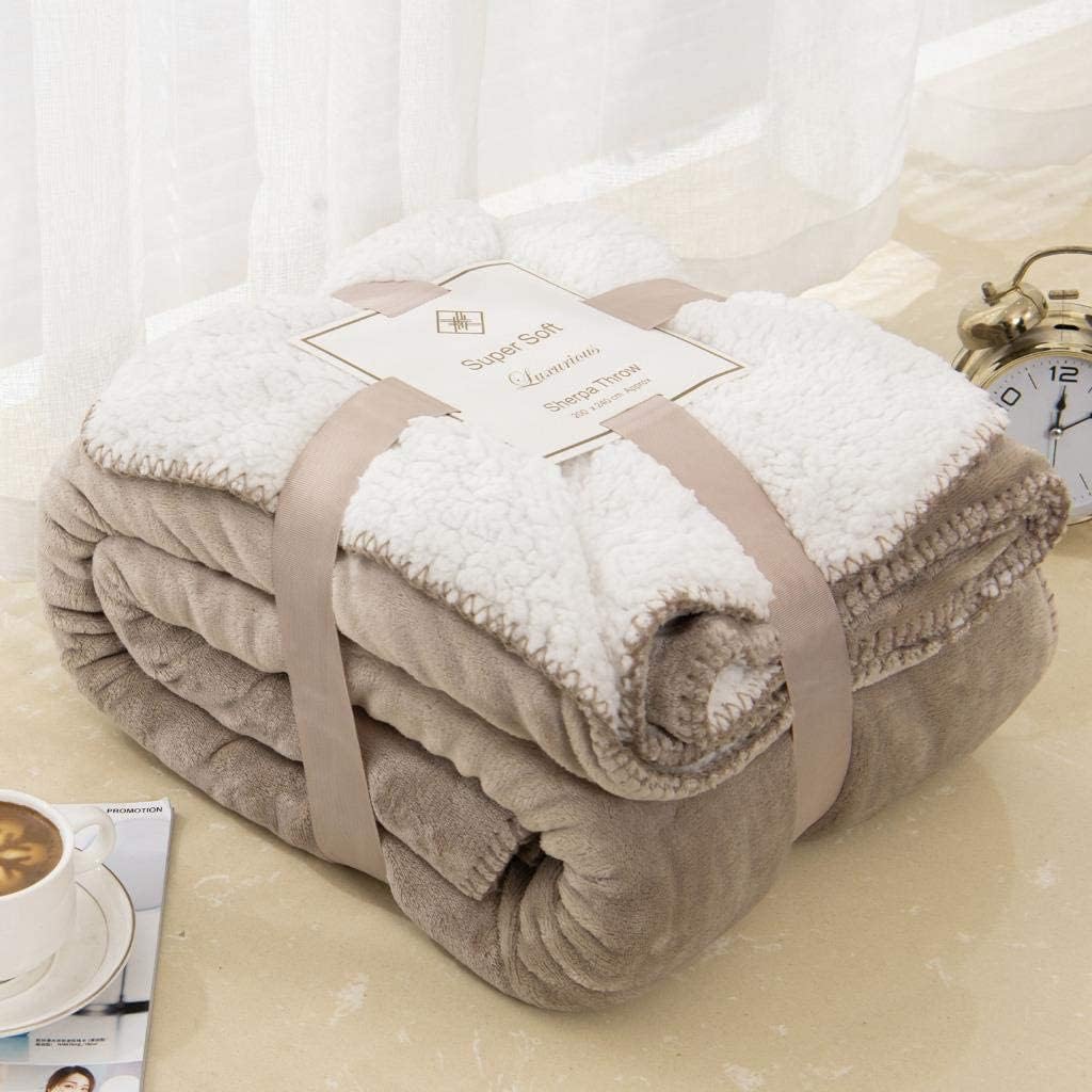 Sherpa Fleece Blanket Throw Dual Sided Plush Fabric Extra Soft Thermal Fluffy Blanket Sherpa Throws for Bed and Sofa Improves Sleep - Mink Double 150 X 200-0