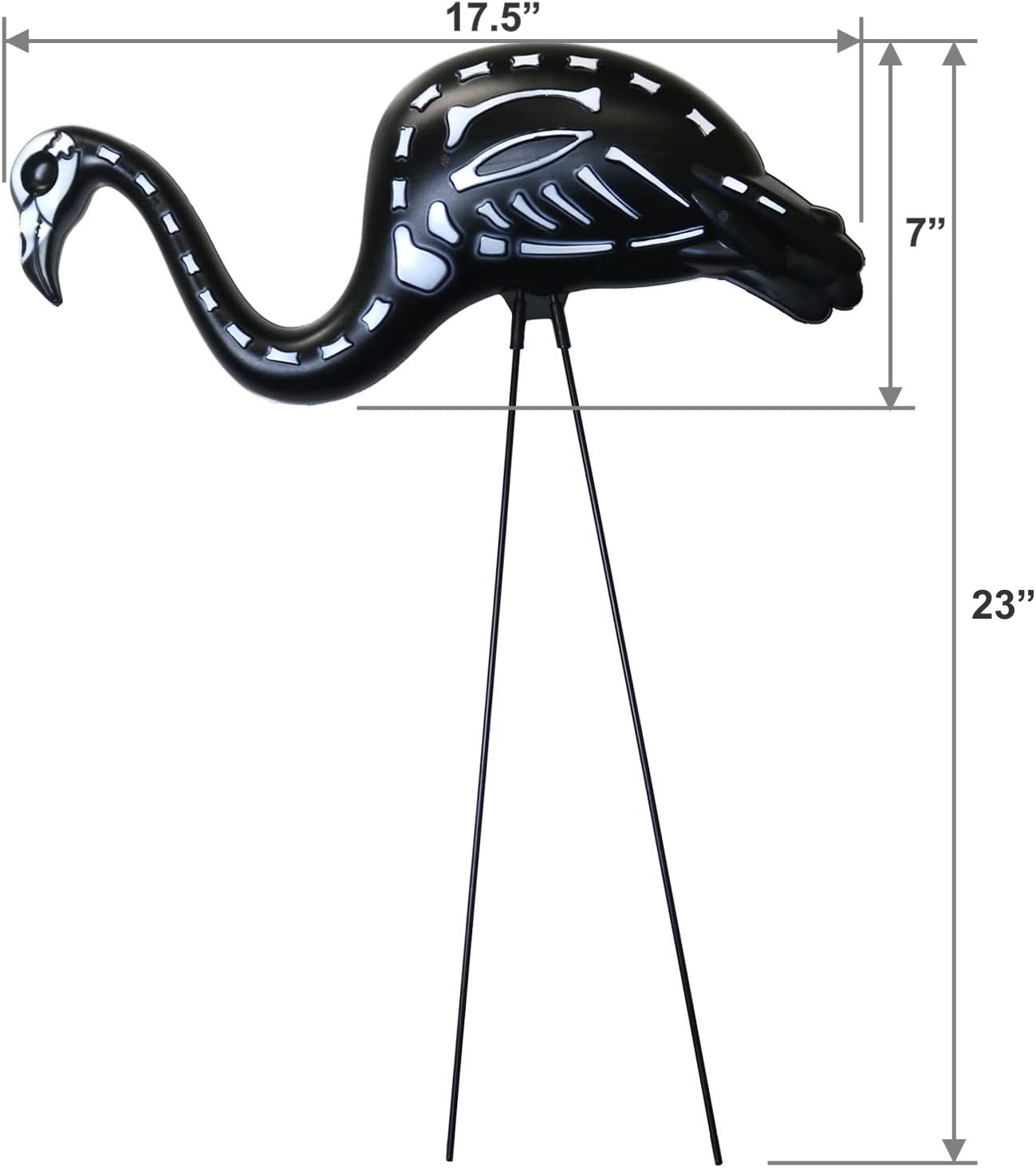 GIFTEXPRESS 2-Pack Halloween Black Flamingo Skeleton, Zombie Flamingos, Skull Flamingo with Stakes for Halloween Lawn Ornaments, Spooky Graveyard Decorations-3