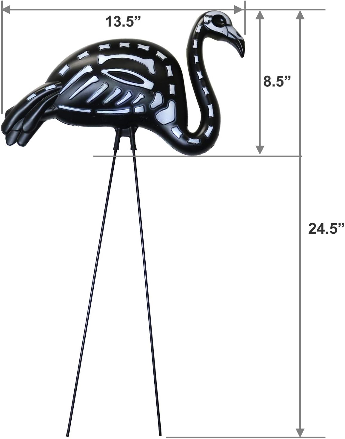 GIFTEXPRESS 2-Pack Halloween Black Flamingo Skeleton, Zombie Flamingos, Skull Flamingo with Stakes for Halloween Lawn Ornaments, Spooky Graveyard Decorations-4