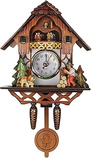 BESPORTBLE Traditional Forest Wood Clock,Cuckoo Clock Traditional Chalet Clock,Retro Cuckoo Birdhouse Clock,House Clock for Wall Hanging Decorations(Not Alarm Clock)