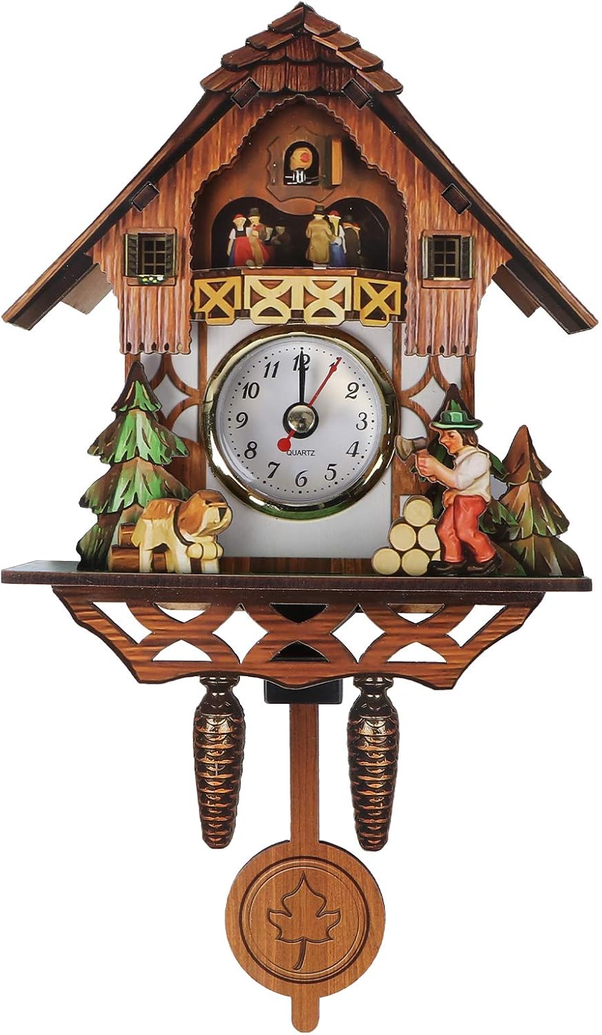 BESPORTBLE Traditional Forest Wood Clock,Cuckoo Clock Traditional Chalet Clock,Retro Cuckoo Birdhouse Clock,House Clock for Wall Hanging Decorations(Not Alarm Clock)-0