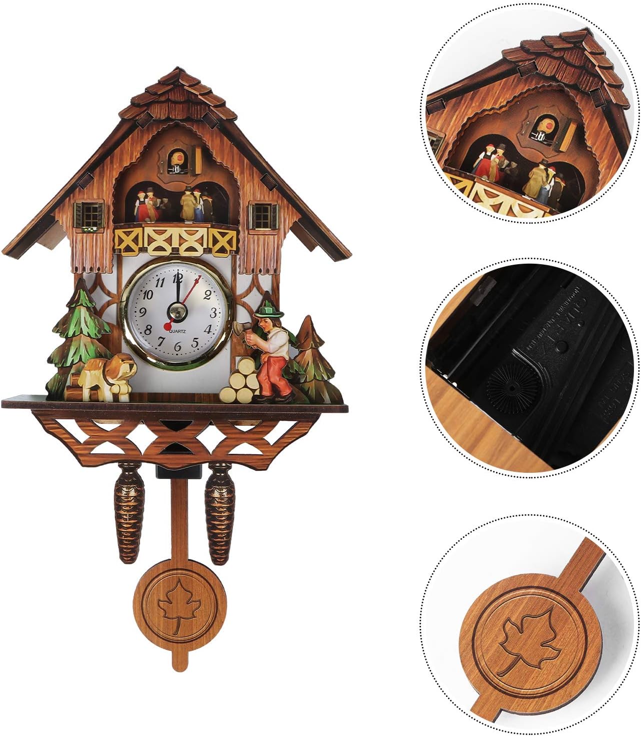 BESPORTBLE Traditional Forest Wood Clock,Cuckoo Clock Traditional Chalet Clock,Retro Cuckoo Birdhouse Clock,House Clock for Wall Hanging Decorations(Not Alarm Clock)-1