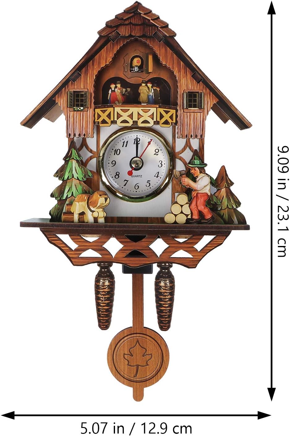 BESPORTBLE Traditional Forest Wood Clock,Cuckoo Clock Traditional Chalet Clock,Retro Cuckoo Birdhouse Clock,House Clock for Wall Hanging Decorations(Not Alarm Clock)-2