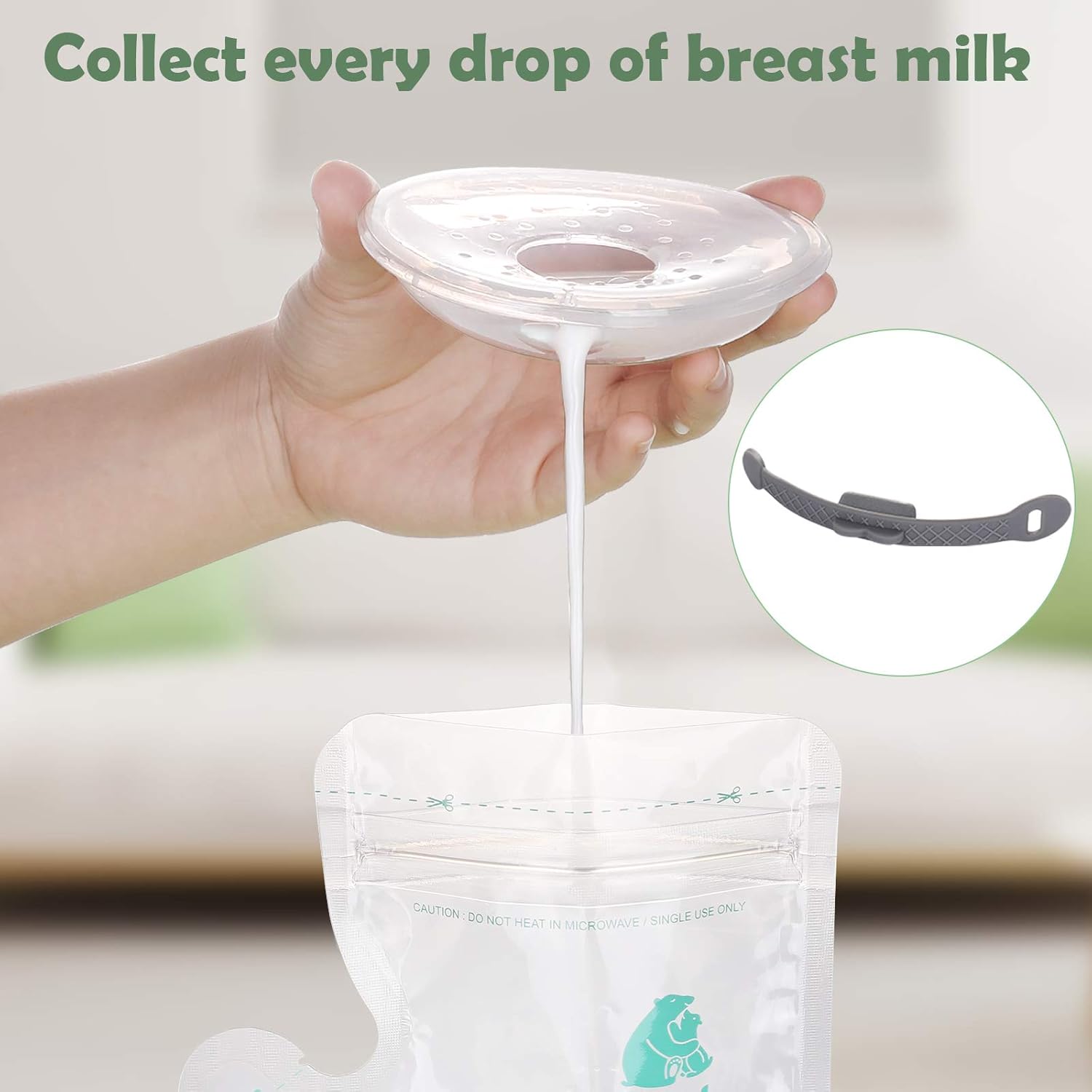 Lictin Milk Collection Shells, 2PCS Milk Collector, 70ML Milk Catcher, Silicone Breast Milk Collector, Milk Savers for Breastfeeding, with 10 Breast Milk Storage Bags(Silicone Storage Box)-4