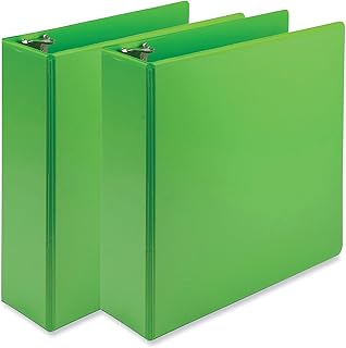 Samsill Earth’s Choice™, Durable Fashion Color 3 Ring View Binder, 3 Inch Round Ring, Up to 25% Plant Based Plastic, Eco-Friendly, USDA Certified Biobased, Lime Green, Value 2 Pack (U86878)