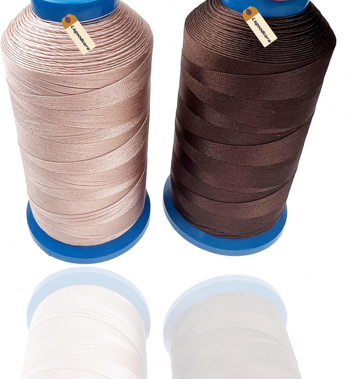 Lsgoodcare Bonded Nylon Sewing Thread 1500 Yard Size T70#69 for The Upholstery, Drapery, Beading, Luggage, Purses, Leather, Sewing Threads for Sewing Machine Light Pink and Dark Brown-4