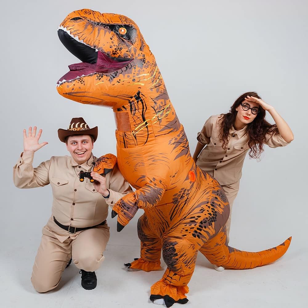 Rafalacy Inflatable Costume Adult Dinosaur Costume Blow Up T-rex Costume Full Body Halloween Costume Men Women-2