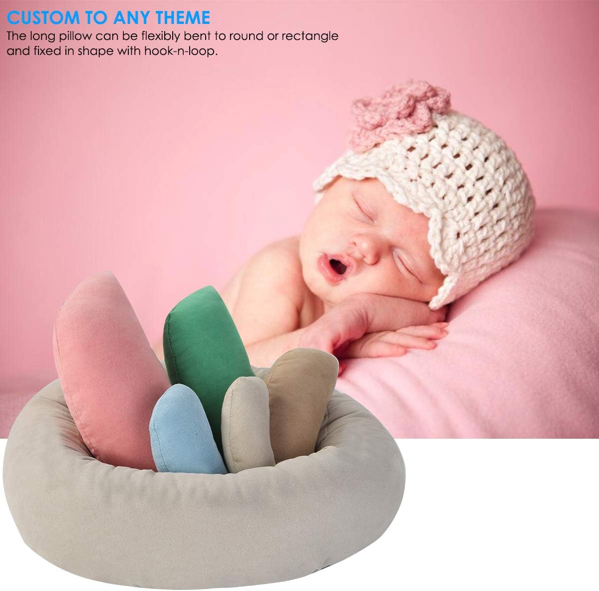 DERCLIVE Newborn Photography Posing Pillows Baby Photography Props Set Posing Aid Pillow Beans Bag Professional Photograph Shoot Set Pack of 6 for 0-3M Baby-2