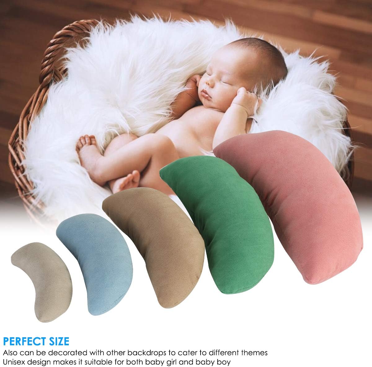 DERCLIVE Newborn Photography Posing Pillows Baby Photography Props Set Posing Aid Pillow Beans Bag Professional Photograph Shoot Set Pack of 6 for 0-3M Baby-4