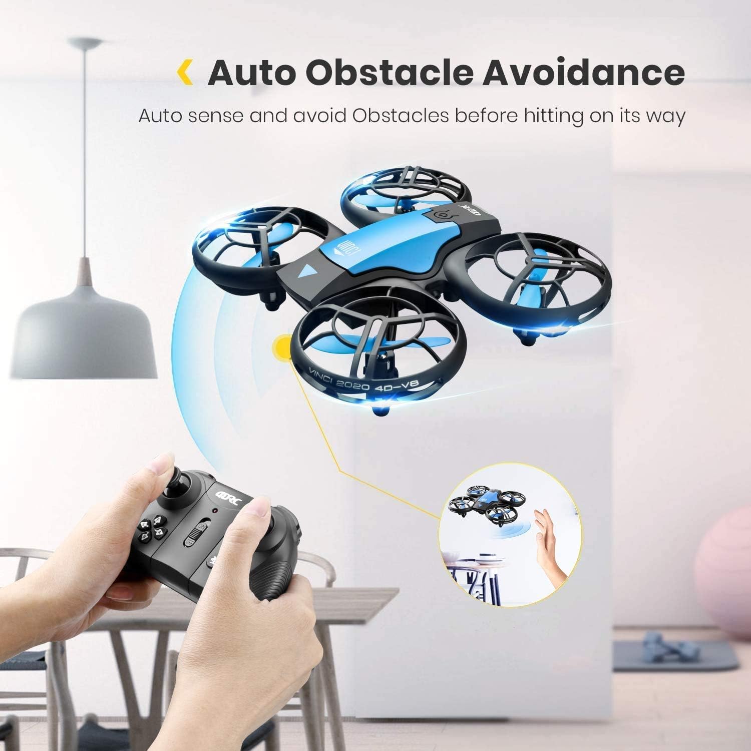 4DRC Mini Drone for Kids Hand Operated RC Quadcopter with 3 Batteries Longer Flight Time, Altitude Hold, Headless Mode, Throwing GO, 3D Flip and 3 Speed Modes Aeroplane for Beginners, Blue-1