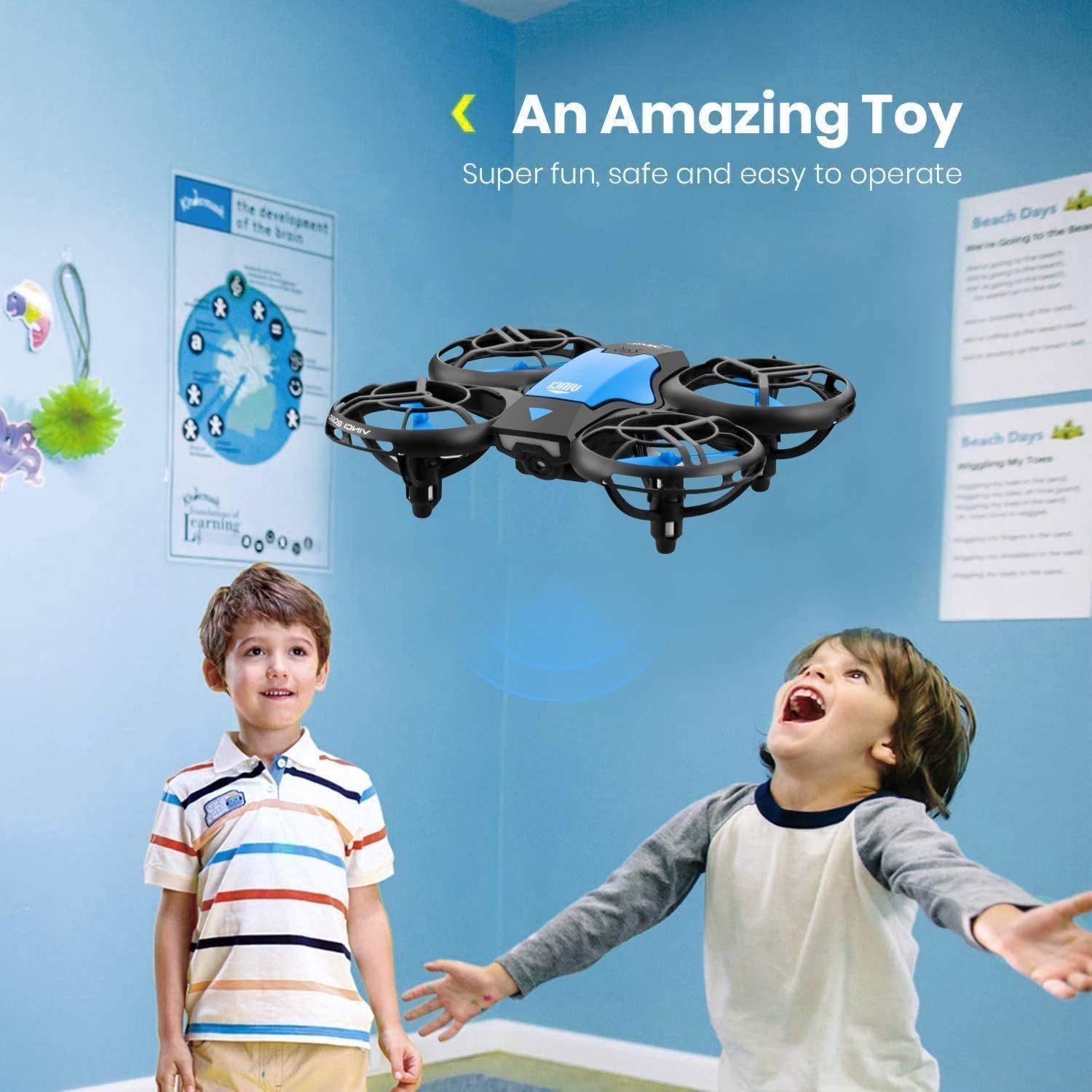 4DRC Mini Drone for Kids Hand Operated RC Quadcopter with 3 Batteries Longer Flight Time, Altitude Hold, Headless Mode, Throwing GO, 3D Flip and 3 Speed Modes Aeroplane for Beginners, Blue-6