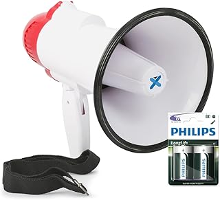 VONYX MEG020 20W Portable Megaphone with Siren and Speaker - Powerful Loud Hailer with Batteries for Different Events, Sports, and Emergency Use, Megaphones, Loudhailer, Bullhorn Megaphone