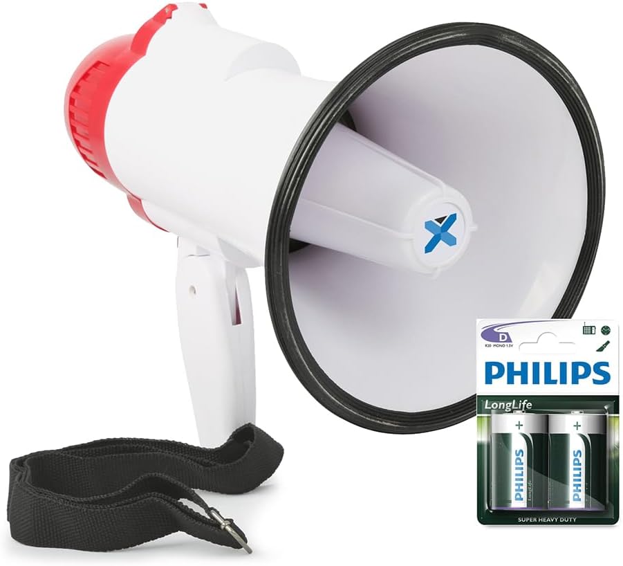 VONYX MEG020 20W Portable Megaphone with Siren and Speaker - Powerful Loud Hailer with Batteries for Different Events, Sports, and Emergency Use, Megaphones, Loudhailer, Bullhorn Megaphone-0