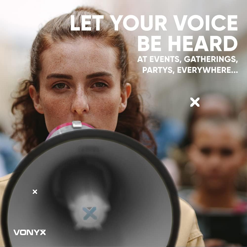 VONYX MEG020 20W Portable Megaphone with Siren and Speaker - Powerful Loud Hailer with Batteries for Different Events, Sports, and Emergency Use, Megaphones, Loudhailer, Bullhorn Megaphone-1