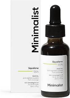 Minimalist Squalane 100% (Plant Derived) SuperLightweight Face Oil | Improves Skin Hydration, Provides light Moisturization & Reduces Fine Lines |Transparent, 30 ml (Pack of 1)