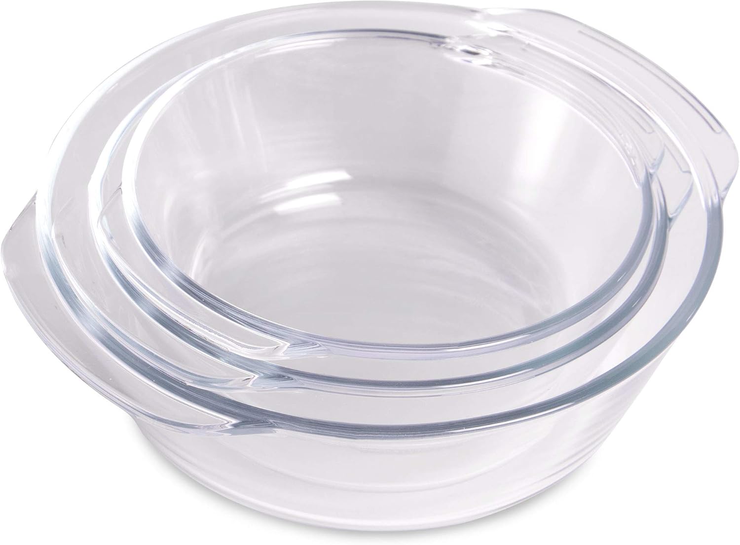 Glass Cooking Dishes Set of 3 | Microwave, Oven & Freezer Safe | Casserole Dish Set with Carry Handles | Heat Resistant & Dishwasher Safe | M&W-1