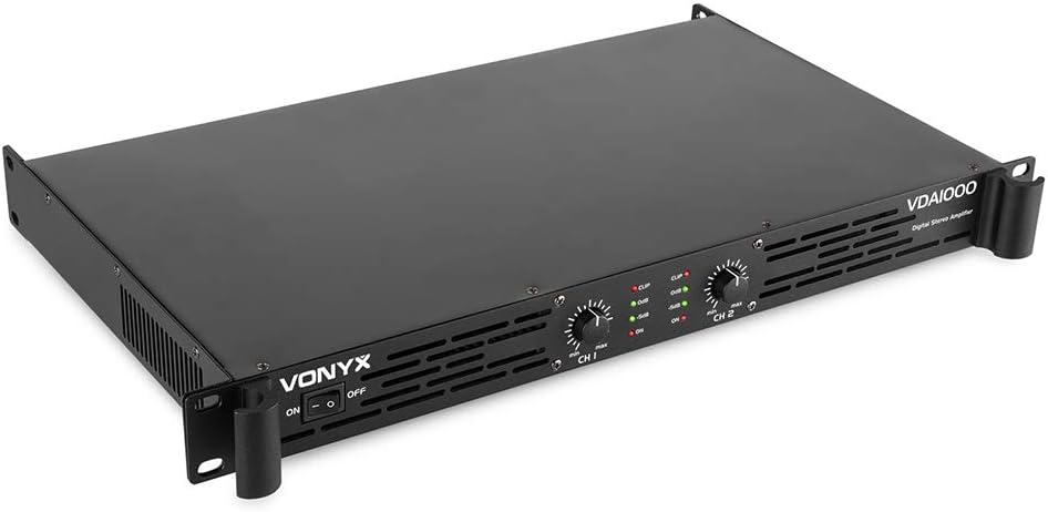 VONYX VDA1000 DJ PA Power Amplifier, 19" 1U Rack Space Mountable, Stereo Channel 2x 500W Class D 1000W Amp with XLR Jack Combi Inputs NL-4 Speaker Outputs-1