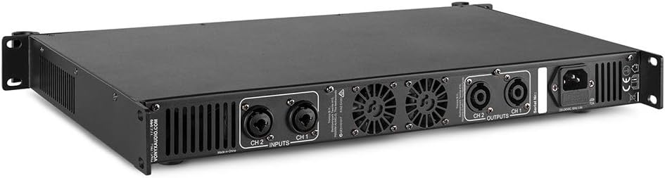 VONYX VDA1000 DJ PA Power Amplifier, 19" 1U Rack Space Mountable, Stereo Channel 2x 500W Class D 1000W Amp with XLR Jack Combi Inputs NL-4 Speaker Outputs-4