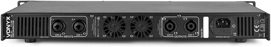 VONYX VDA1000 DJ PA Power Amplifier, 19" 1U Rack Space Mountable, Stereo Channel 2x 500W Class D 1000W Amp with XLR Jack Combi Inputs NL-4 Speaker Outputs-6