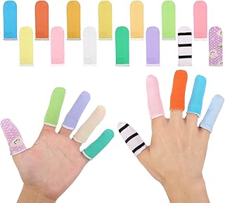 AKlamater 60PCS Finger Cots, Protective Fabric Finger Gloves Sweatproof Finger Tube Protector, Cotton Finger Sleeves (Random Color)