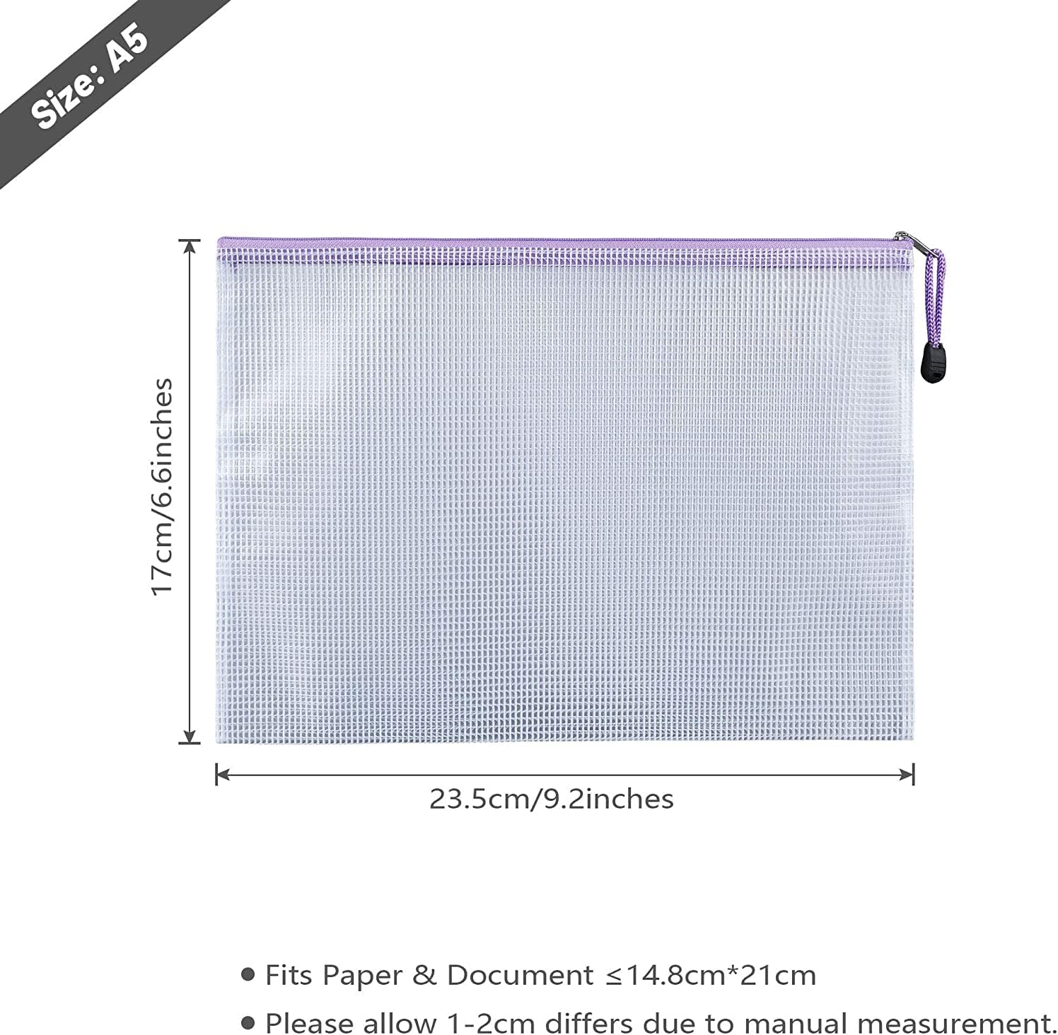 Ipow 30 PCS A5 Mesh File Zip Bags Folder Wallets, Reinforced Zipper with Threads Mesh Zipper Pouch for School Office Supplies,Document, Storage, Cosmetics, Travel Accessories-1