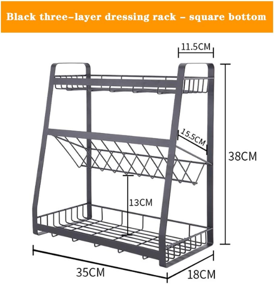 BTGGG 3 Tier Spice Rack Free Standing Kitchen Spice Organiser and Storage Modern Countertop Seasoning Organizer Space and Bottle Rack Holder-A-2