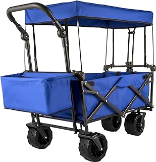 Happybuy Foldable Wagon Cart, oxford cloth, Blue, One Size (40INx40INx20IN, Blue)