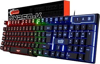 Orzly Gaming Keyboard RGB USB Wired Rainbow Keyboard Designed for PC Gamers, PS4, PS5, Laptop, Xbox, Nintendo Switch, RX250-K Hornet Edition (Black)