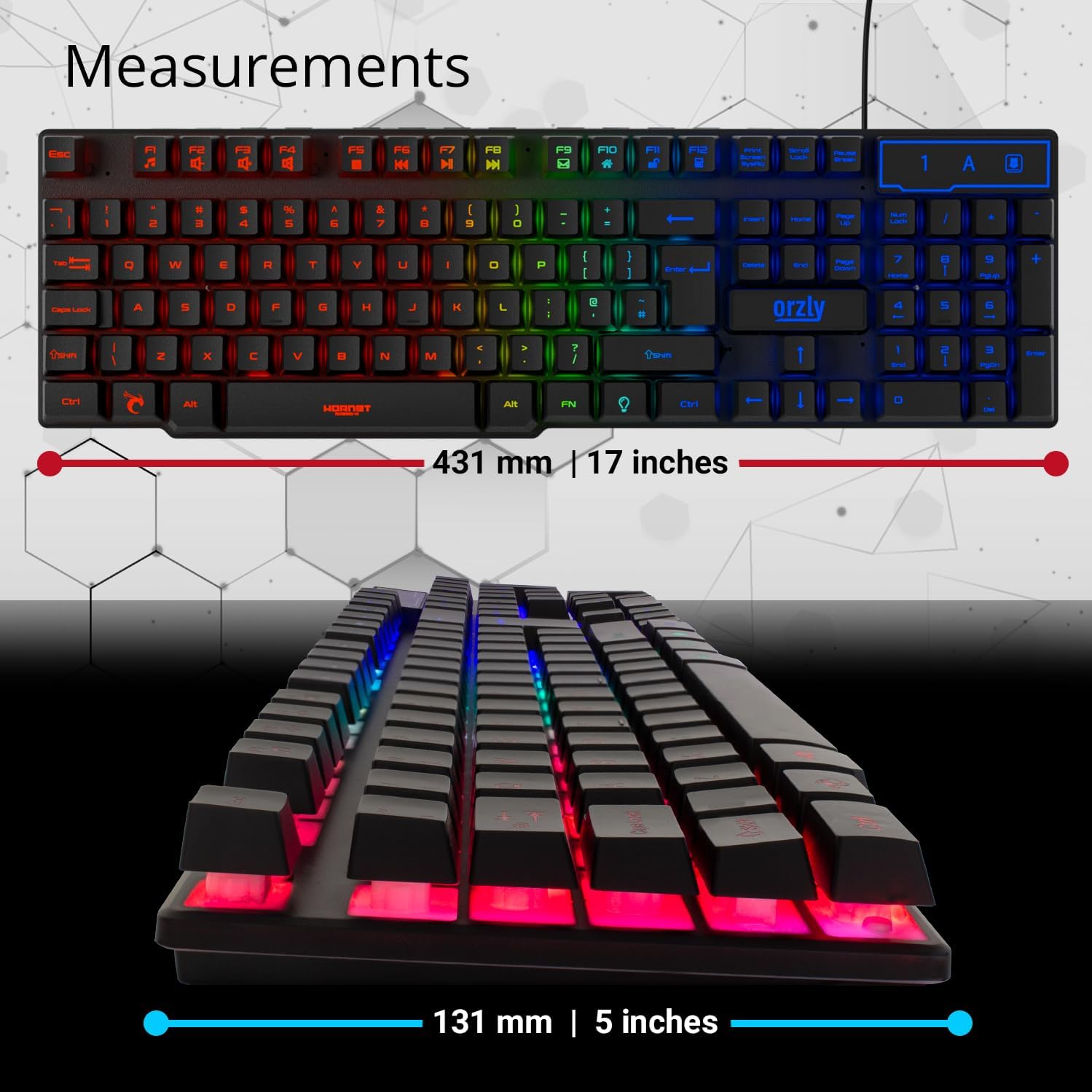 Orzly Gaming Keyboard RGB USB Wired Rainbow Keyboard Designed for PC Gamers, PS4, PS5, Laptop, Xbox, Nintendo Switch, RX250-K Hornet Edition (Black)-5