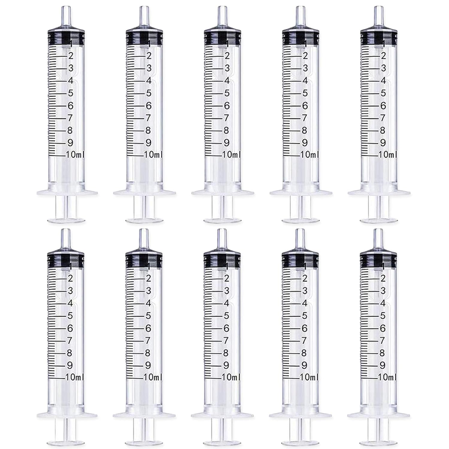 10 Pack 10ml Plastic Syringe, Liquid Measuring Syringe Tools Individually Sealed with Measurement for Scientific Labs, Measuring, Watering, Refilling, Feeding Pets, Oil or Glue Applicator-0