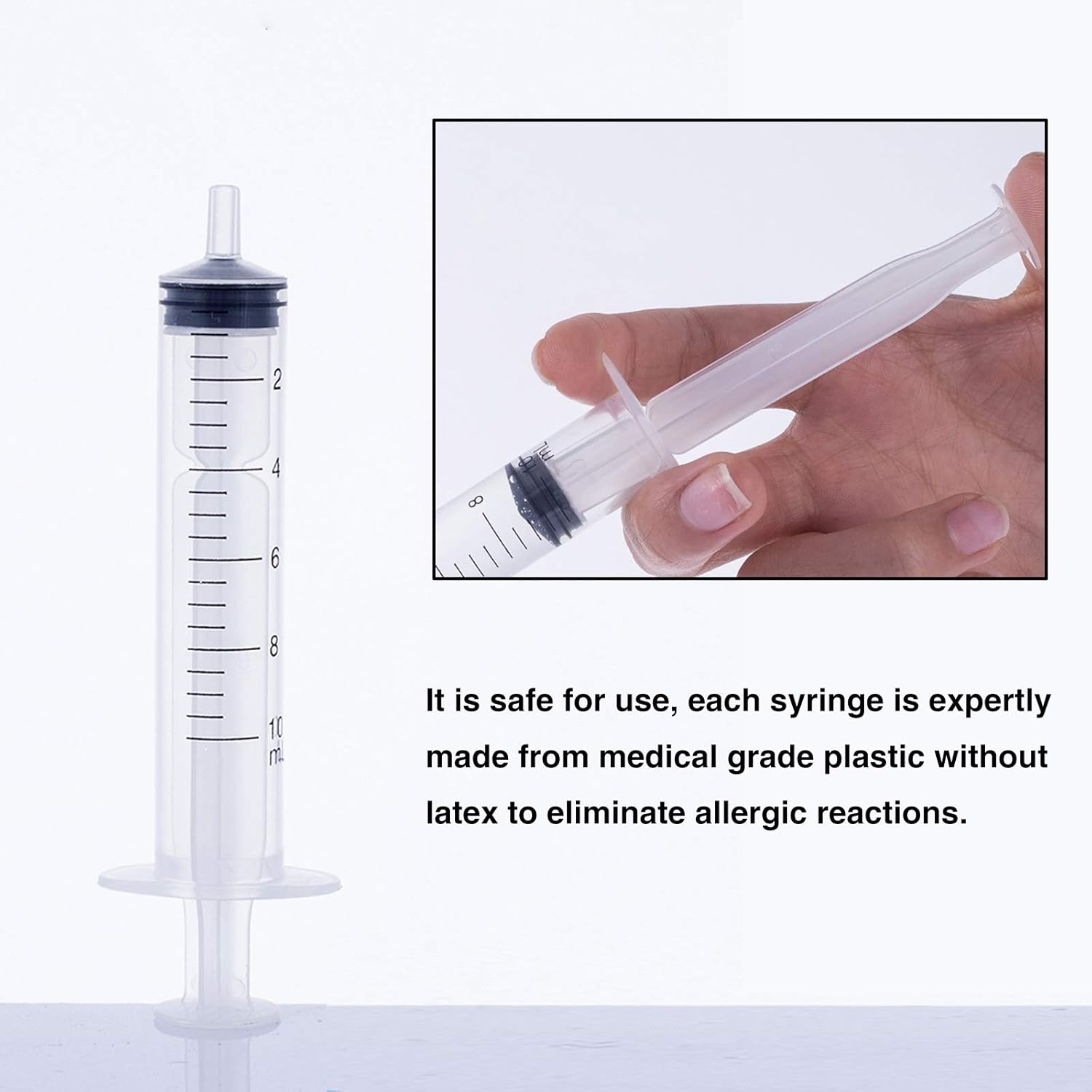 10 Pack 10ml Plastic Syringe, Liquid Measuring Syringe Tools Individually Sealed with Measurement for Scientific Labs, Measuring, Watering, Refilling, Feeding Pets, Oil or Glue Applicator-2