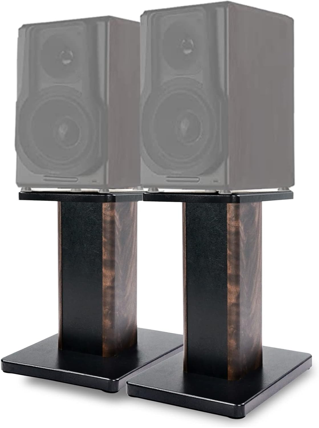 BQKOZFIN 15.74 inch(40cm) Wood Speaker Stands, 1 Pair, Stands for Home-Cinema HiFi Bookshelf Box and Satellite Speakers Wood Grain Enhanced Audio Listening Experience for Home Theaters-0