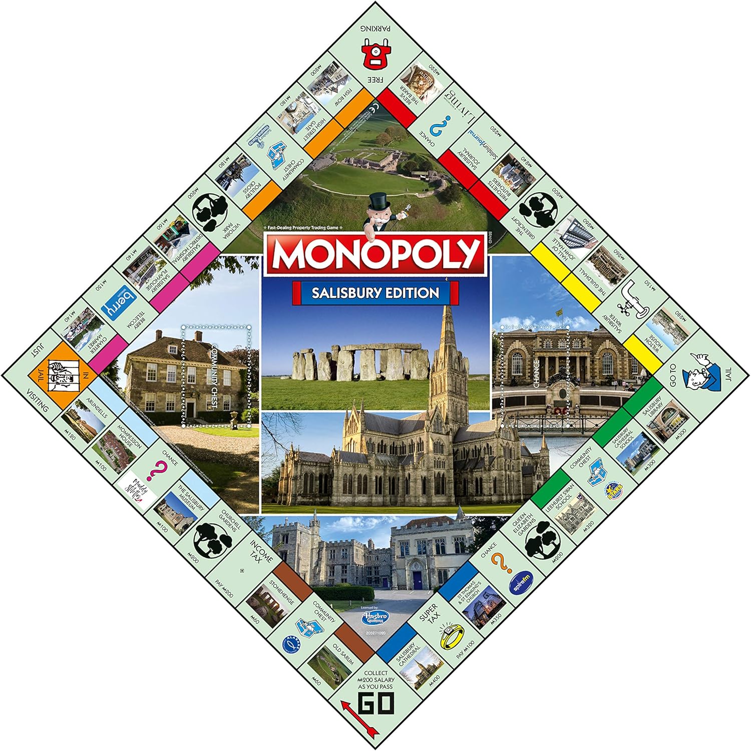 Winning Moves Salisbury Monopoly Board Game, Advance to Salisbury Cathedral, Stonehenge or Salisbury Library and trade your way to success, 2–6 players makes a great gift for ages 8 plus-1