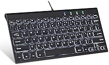 Perixx PERIBOARD-429 UK Wired Mini Backlit Keyboard, Thin and Silent Scissor Keys, White Backlight, UK QWERTY