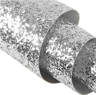 DHHOUSE Silver Chunky Glitter Wallpaper, Peel and Stick Glitter Wallpaper for Walls