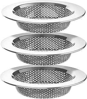 MR.SIGA Kitchen Sink Strainer, Stainless Steel Sink Drain Strainer, Dishwasher Safe（External Diameter 11.2cm, Inner Diameter 7.6cm，Pack of 3）