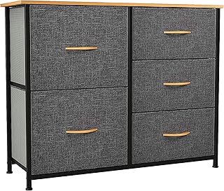 YITAHOME Chest of Drawers, 5-Drawer Storage Organizer Unit for Bedroom Living Room Closet, Sturdy Steel Frame, Easy Pull Fabric Bins & Wooden Top, Fabric Dresser