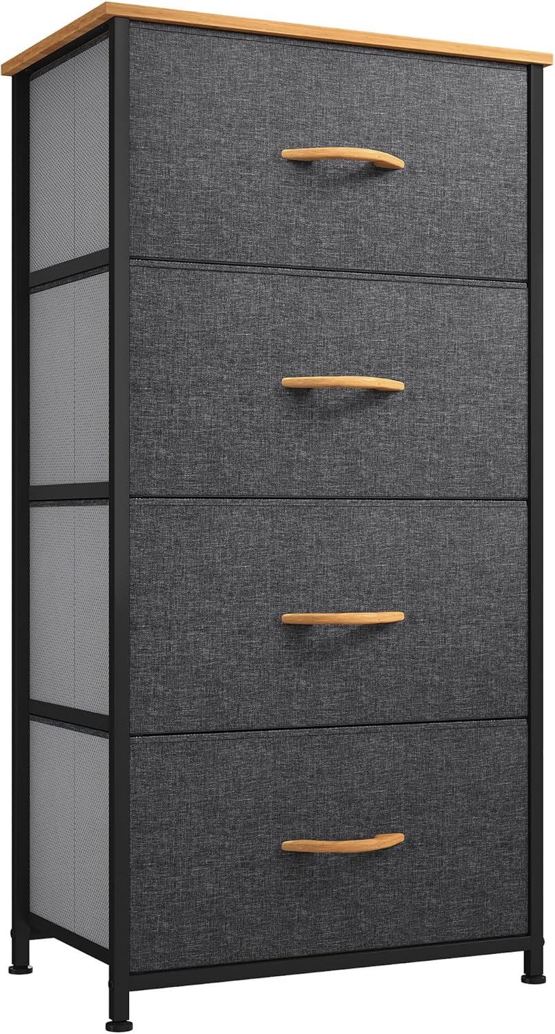 YITAHOME Chest of Drawers with 4 Drawers,Bedroom Drawers, Fabric Dresser with Wood Top,Drawer storage unit for for Bedroom, Living room, Kids room,Dark Grey-7