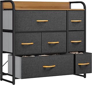 YITAHOME Chest of Drawers, 7-Drawer Storage Organizer Unit for Bedroom Living Room Closet, Sturdy Steel Frame, Easy Pull Fabric Bins & Wooden Top, Fabric Dresser