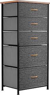 YITAHOME Chest of Drawers, 5-Drawer Storage Organizer Unit for Bedroom Living Room Closet, Sturdy Steel Frame, Easy Pull Fabric Bins & Wooden Top, Fabric Dresser