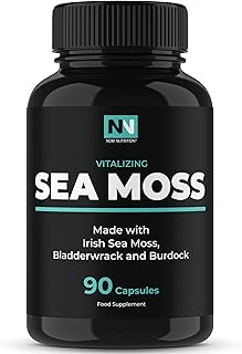 Irish Sea Moss Capsules | with Organic Irish Moss, 300mg Burdock Root & 500mg Bladderwrack Powder | 45-Day Supply | 1300mg Complex | Provides Iodine for Thyroid & Immune Support | 90 Veggie Pills