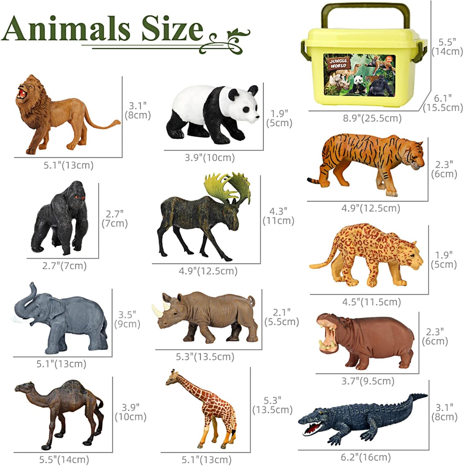 Safari Animal Toys Figures, 12 PCS Realistic Jumbo Wild Jungle Animals Figurines, Large African Zoo Animal Playset with Lion,Elephant,Giraffe, Plastic Animal Learning Toys for Kids Toddlers Boys Girls-5